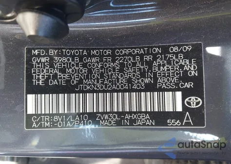 2010 Toyota Prius Iv z USA, uszkodzony, nr VIN JTDKN3DU2A0041403